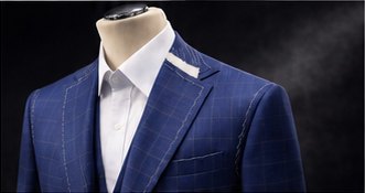 Blue windowpane full canvas bespoke suit
