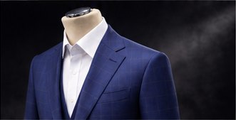 Navy custom suit on a mannequin