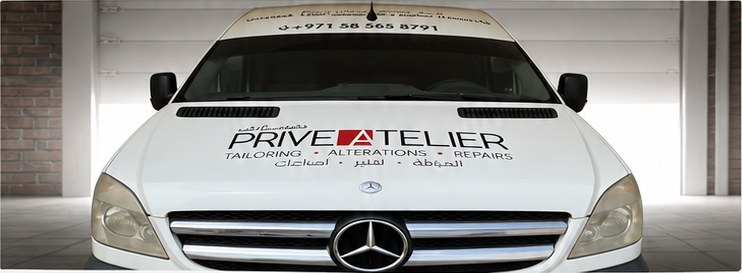 Front of the Privé Atelier Mercedes van