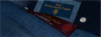 Navy luxury wool cloth with mill labels